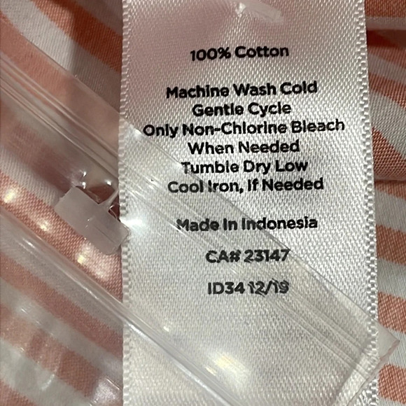 NWT Talbots Tie Waist Button Front Striped Orange and White Short Sleeve Top M - Picture 14 of 16